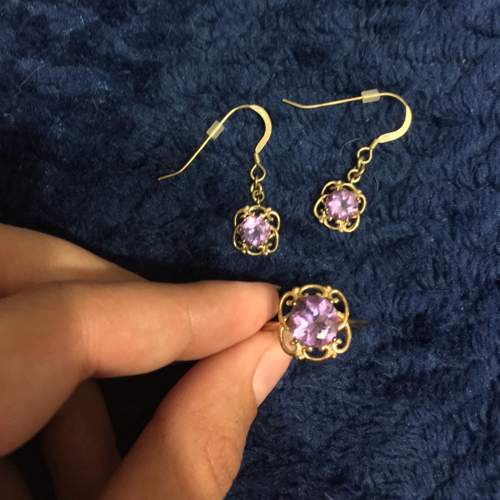 Amethyst Ring and Earring Set